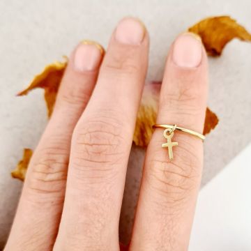 Inel Midi cu Charm - Have faith - Argint 925 placat cu Aur Galben 18K
