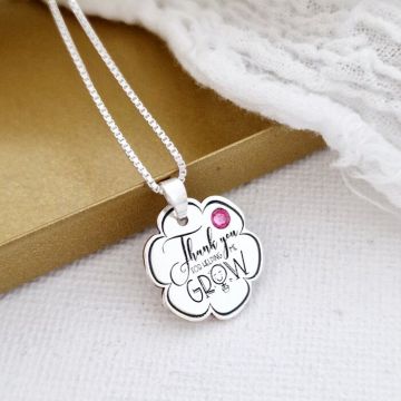 Lantisor GROW - Educatoare/Invatatoare - Personalizat cu text si Cristal Swarovski - Argint 925