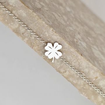 Lantisor minimalist - Pandantiv lateral Trifoi cu 4 foi - Argint 925