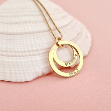 Lantisor personalizat - 2 discuri gravate - Argint placat cu Aur Galben 18K