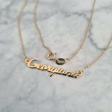 Lantisor personalizat cu nume - Font elegant - Argint 925 placat cu Aur Galben 18 K