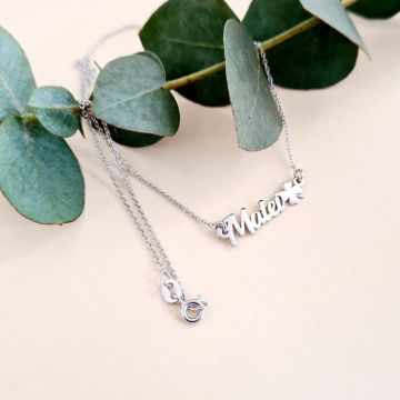 Lantisor personalizat cu nume si simbol trifoi - Font elegant - Argint 925