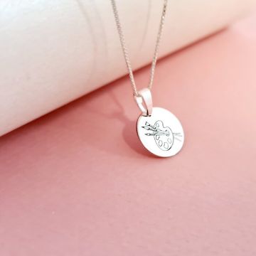 Lantisor personalizat cu simbol materie scoala - Desen - Banut de 15 mm cu lantisor - Argint 925