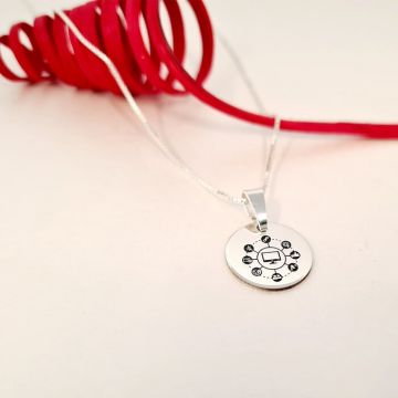 Lantisor personalizat cu simbol materie scoala - Informatica - Banut de 15 mm cu lantisor - Argint 925