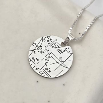 Lantisor personalizat cu simbol materie scoala - Matematica - Banut de 15 mm cu lantisor - Argint 925