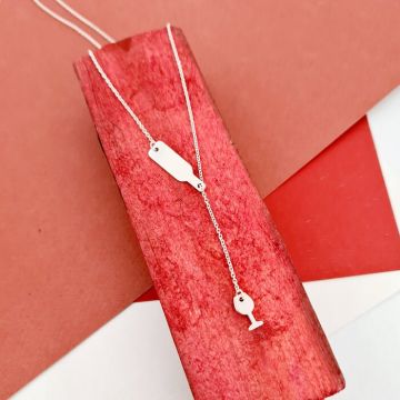 Lantisor personalizat - Sticla de vin si pahar - Model lariat Y - Argint 925