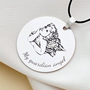 Pandantiv banut 32 mm - My guardian angel - Argint 925