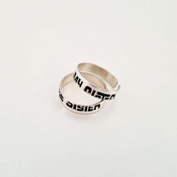 Set 2 inele personalizate - Proud of my sister - Argint 925