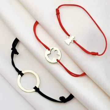 Set 3 bratari - Tata, mama si copil - Puzzle Familie - disc, banut si ingeras - Aur Galben 14k