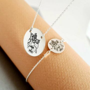 Set personalizat - Mom of girls - Lantisor si bratara - Argint 925