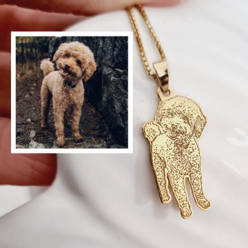 Lantisor caine iubit - Personalizare cu poza - Argint 925 placat cu Aur Galben 18K